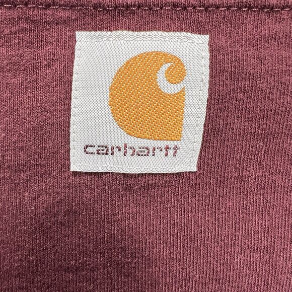 Carhartt K87 2XL Maroon Pocket Work T-Shirt PCI Ent 1998 Graphic Workwear - Picture 2 of 9